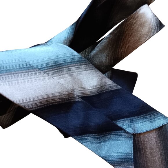 Vintage Necktie Striped Mens Tie Blue & Gray 56" 3.5" wide 1970's - Picture 3 of 3